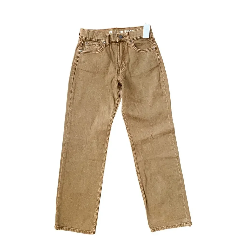 Gap Girls Brown Denim Jeans High Rise 90s Loose Size 10 NWT